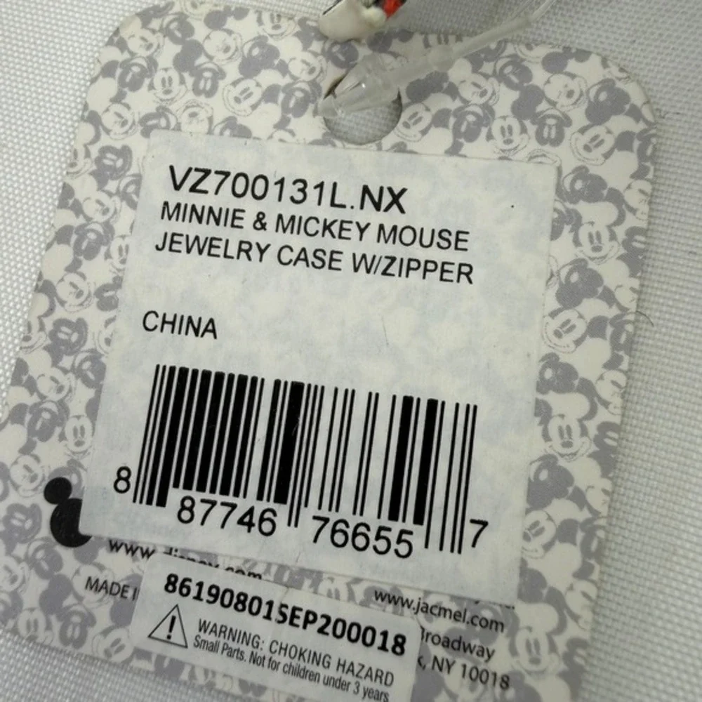 Disney Mickey Minnie Mouse Round Jewelry Case Zipper Travel Organizer NWT‎